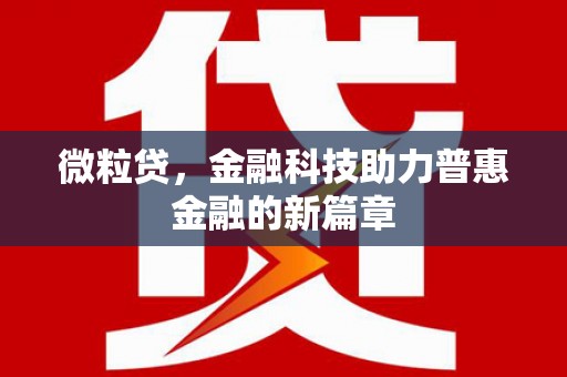 那玛夏微粒贷，金融科技助力普惠金融的新篇章