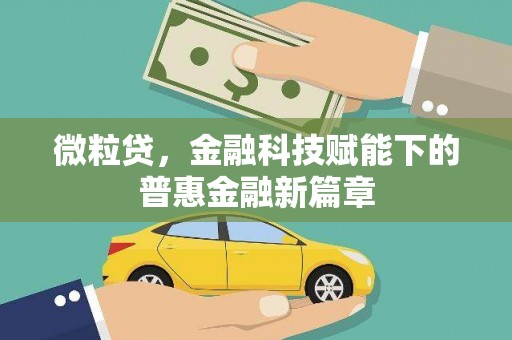 那玛夏微粒贷，金融科技赋能下的普惠金融新篇章