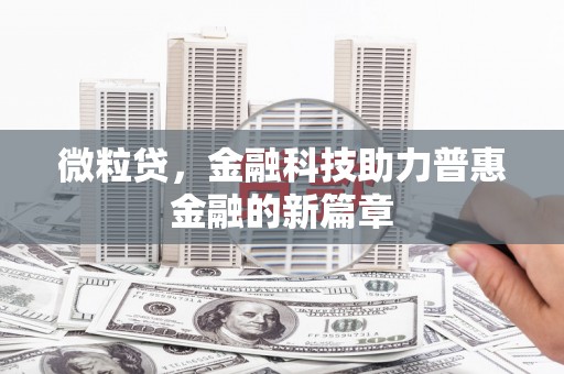 那玛夏微粒贷，金融科技助力普惠金融的新篇章
