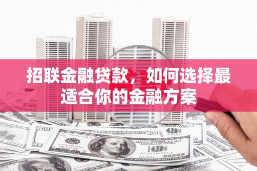 那玛夏招联金融贷款，如何选择最适合你的金融方案