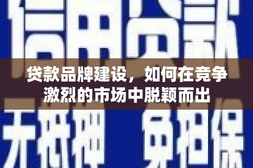 那玛夏贷款品牌建设，如何在竞争激烈的市场中脱颖而出