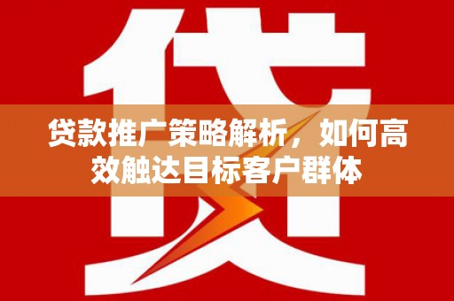 那玛夏贷款推广策略解析，如何高效触达目标客户群体