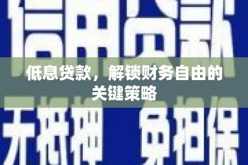 那玛夏低息贷款，解锁财务自由的关键策略