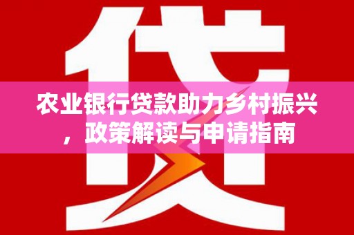 那玛夏农业银行贷款助力乡村振兴，政策解读与申请指南