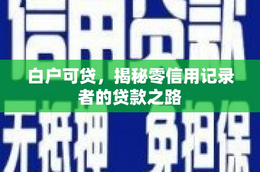 那玛夏白户可贷，揭秘零信用记录者的贷款之路