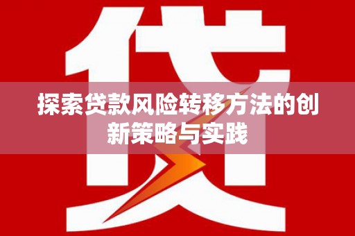 那玛夏探索贷款风险转移方法的创新策略与实践